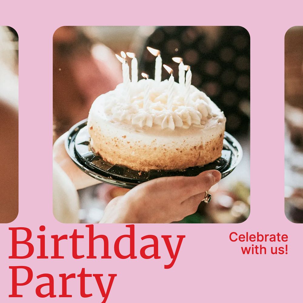 Birthday party Instagram post template, editable design