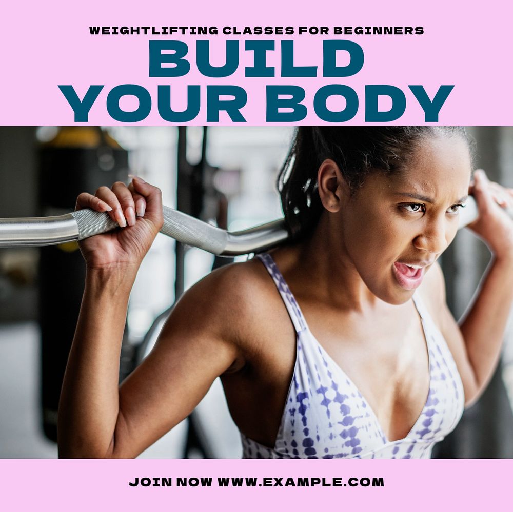 Build your body Instagram post template, editable design
