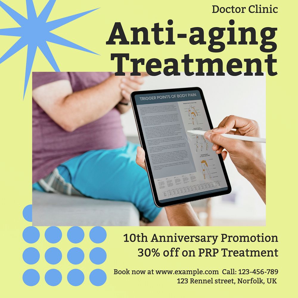 Anti-aging treatment Instagram post template, editable design