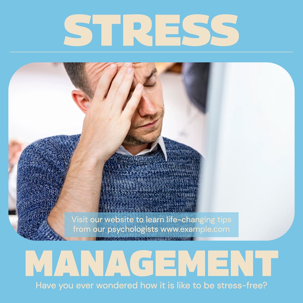 Stress management Instagram post template, editable design