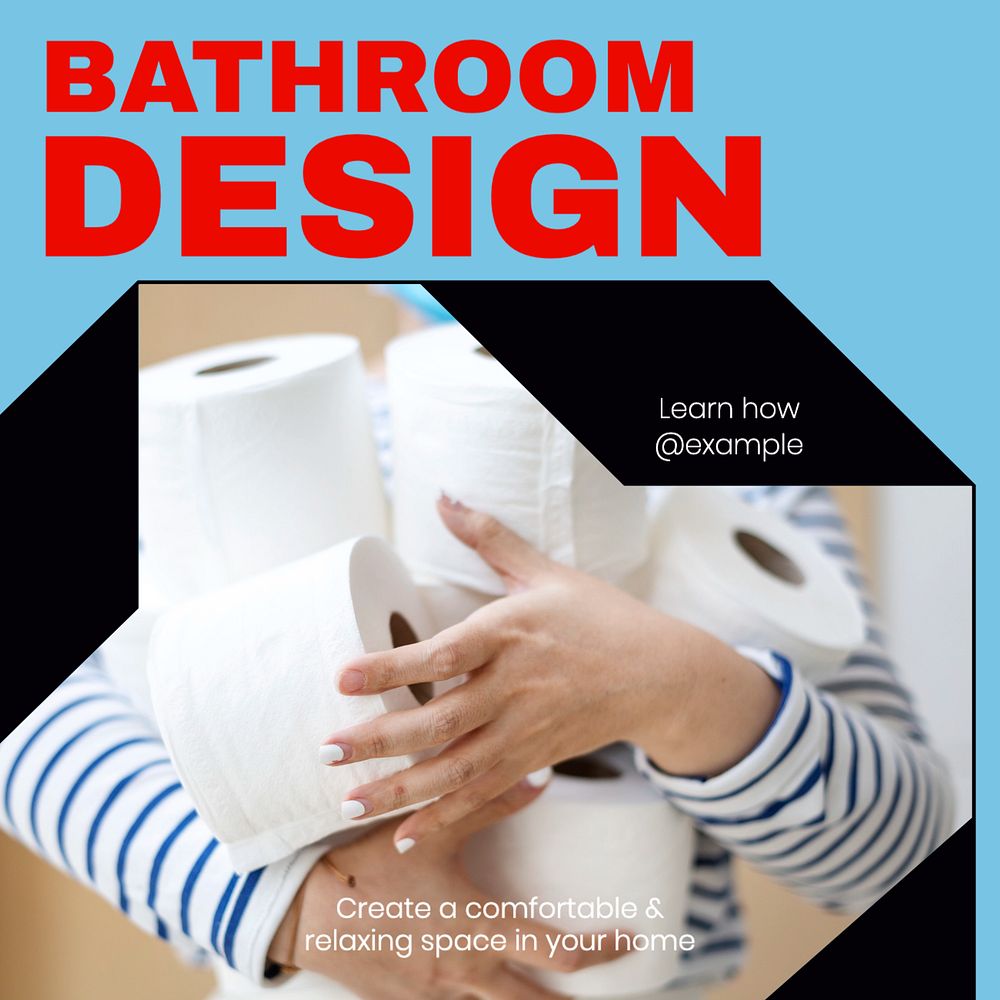 Bathroom design Instagram post template, editable design