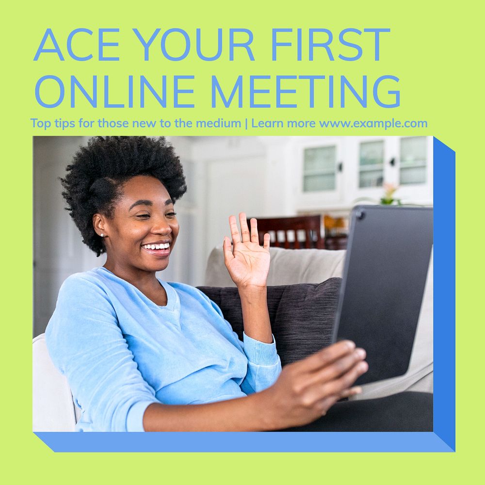 Online meeting Instagram post template, editable design
