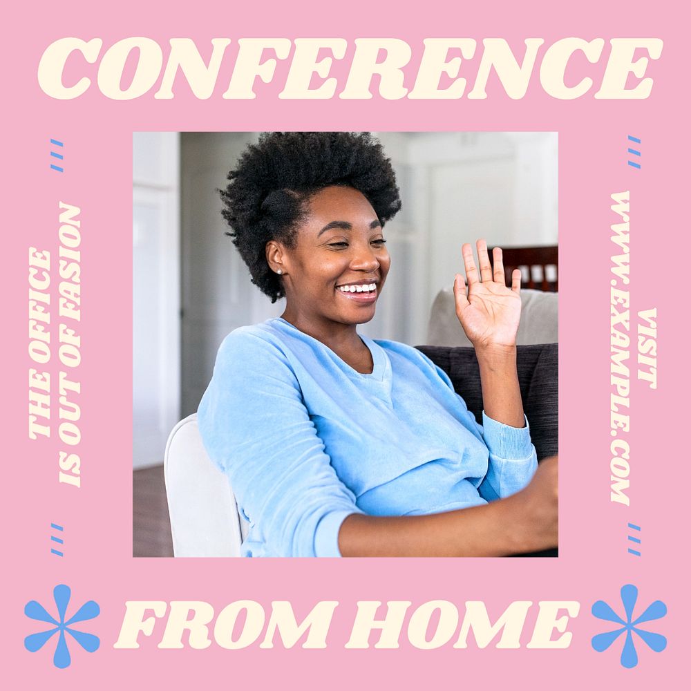 Conference from home Instagram post template, editable design