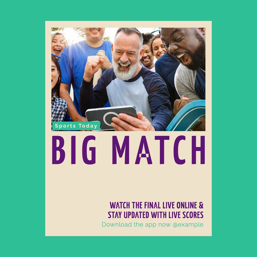 Live big match Instagram post template, editable design