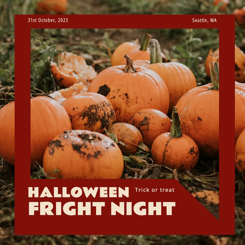 Halloween night Instagram post template, editable design