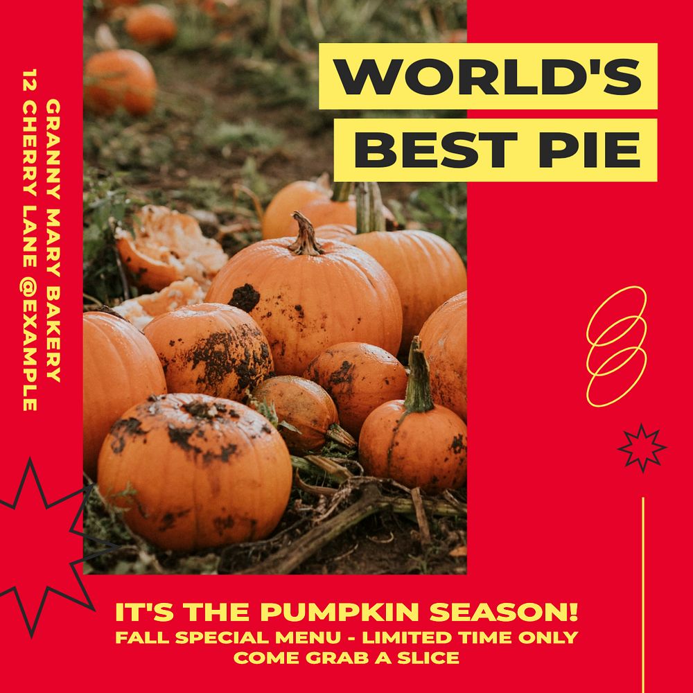 Pumpkin pie Instagram post template, editable design