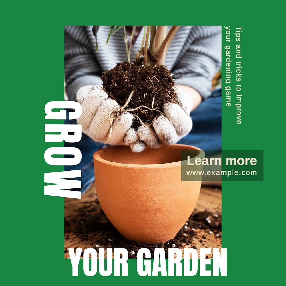 Grow your garden Instagram post template, editable design