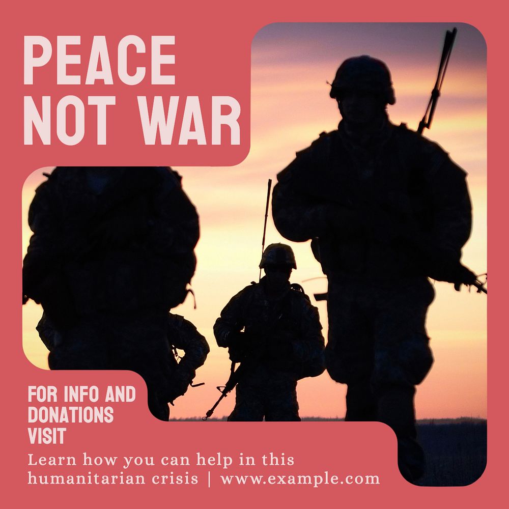 Peace not war Instagram post template, editable design