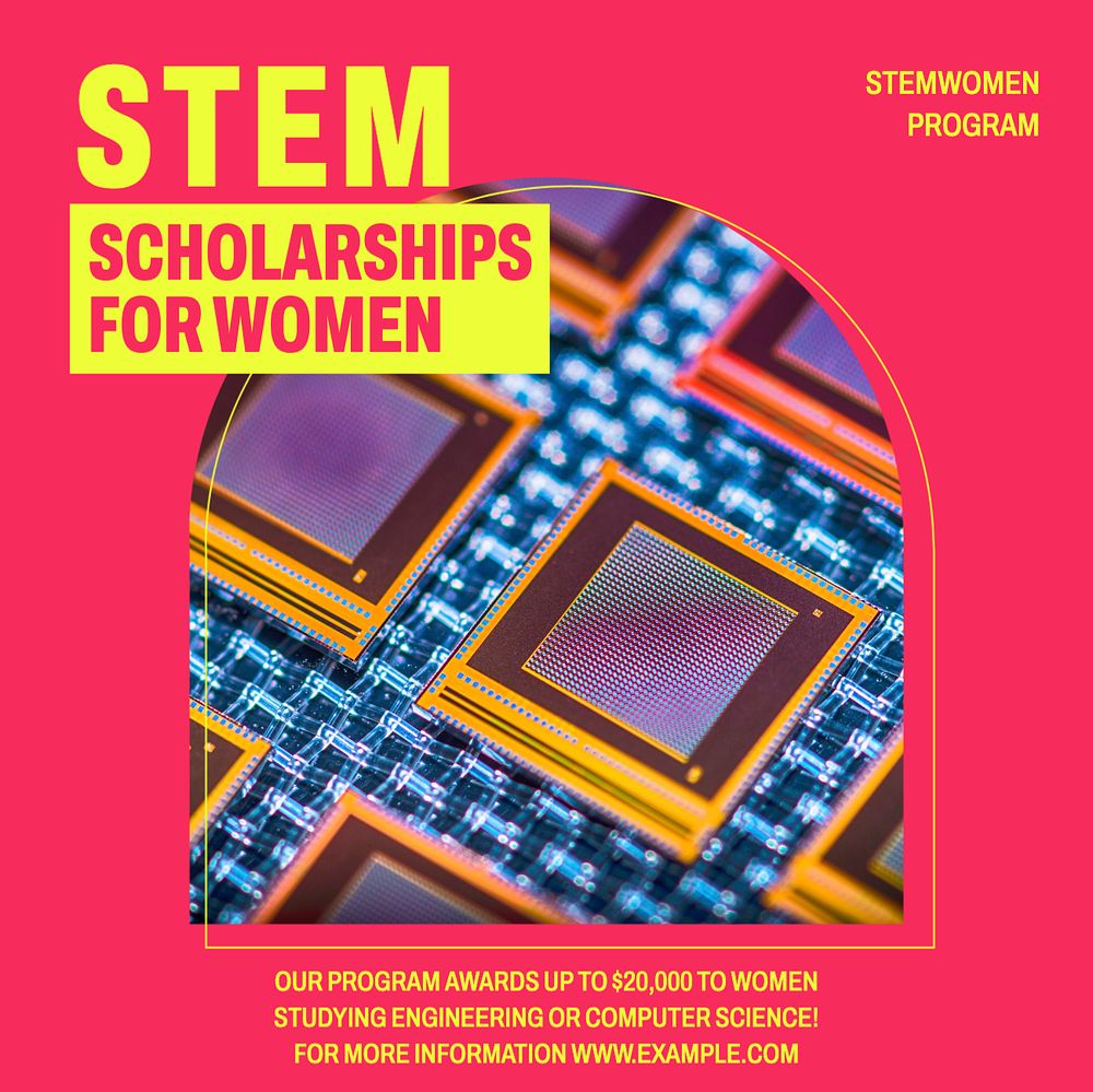 STEM scholarships women Instagram post template, editable design