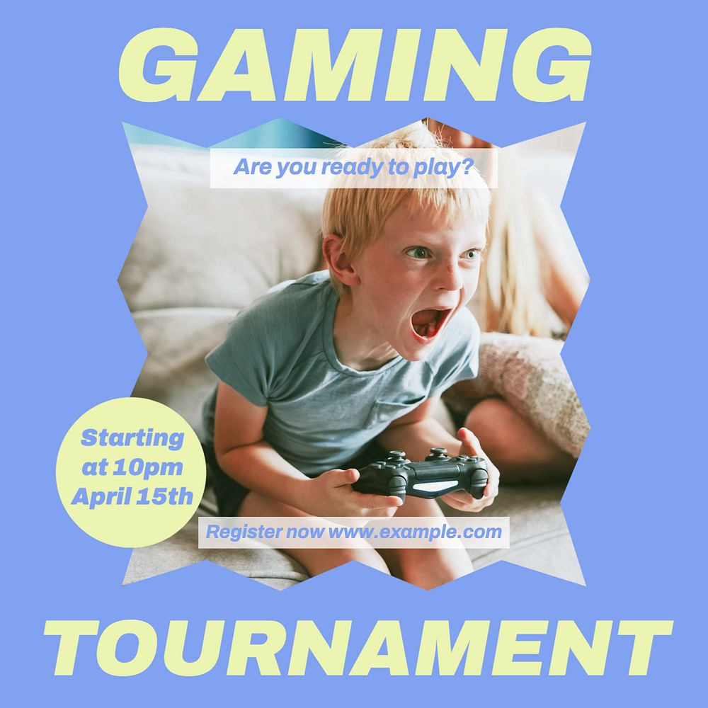 Tournament Instagram post template, editable design