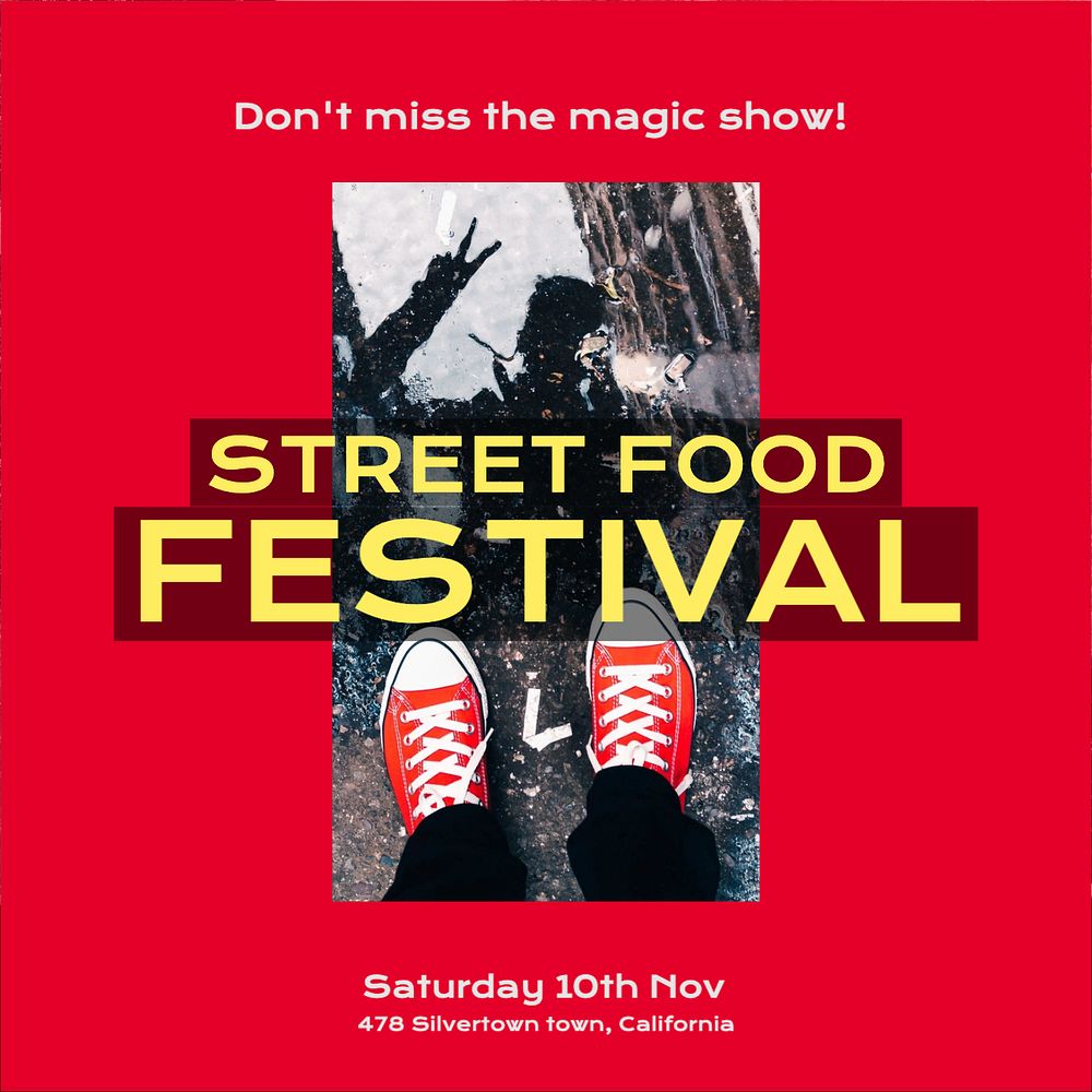 Street food festival Instagram post template, editable design