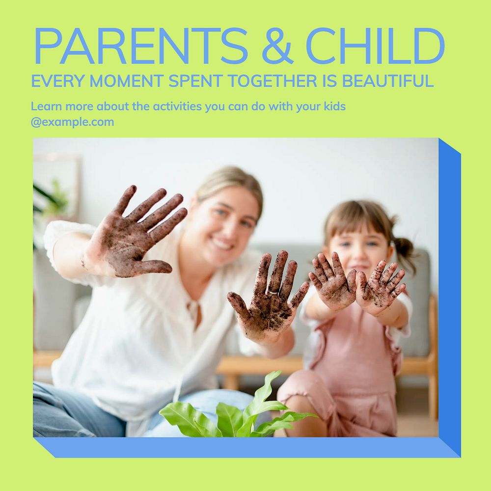 Parents & child Instagram post template, editable design