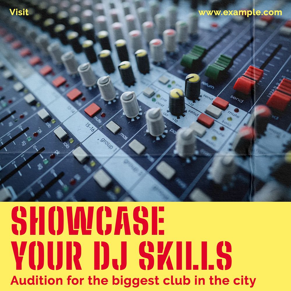 DJ audition Instagram post template, editable design