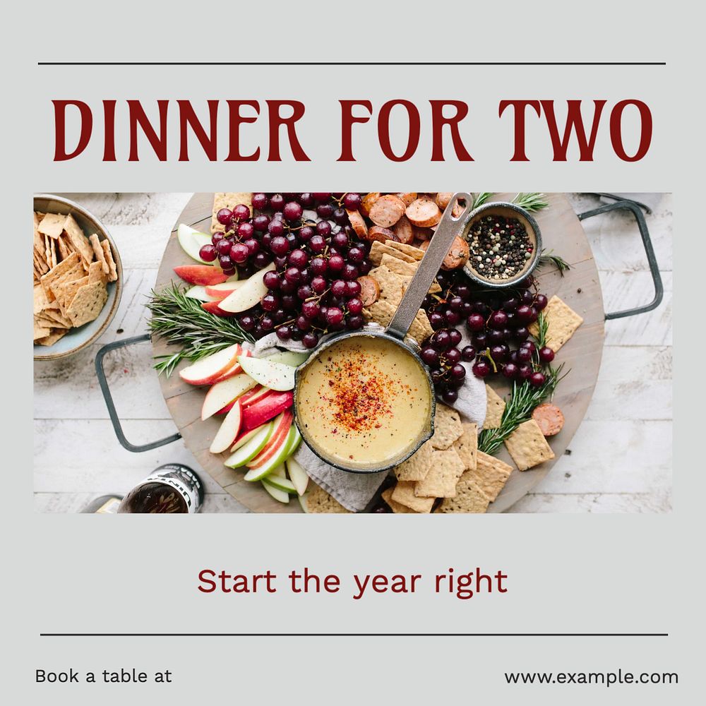 Dinner date Instagram post template, editable design