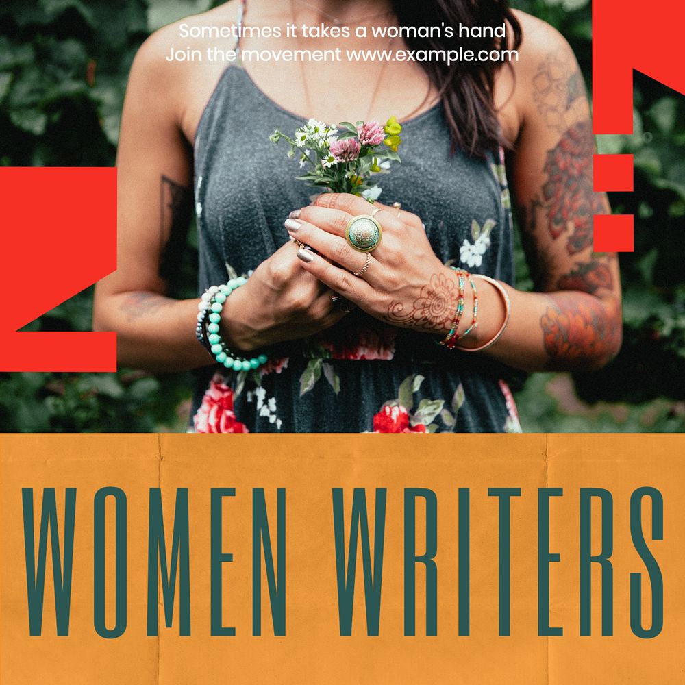 Women writers Instagram post template, editable design