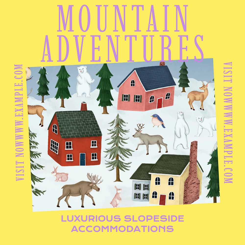 Mountain adventures Instagram post template, editable design