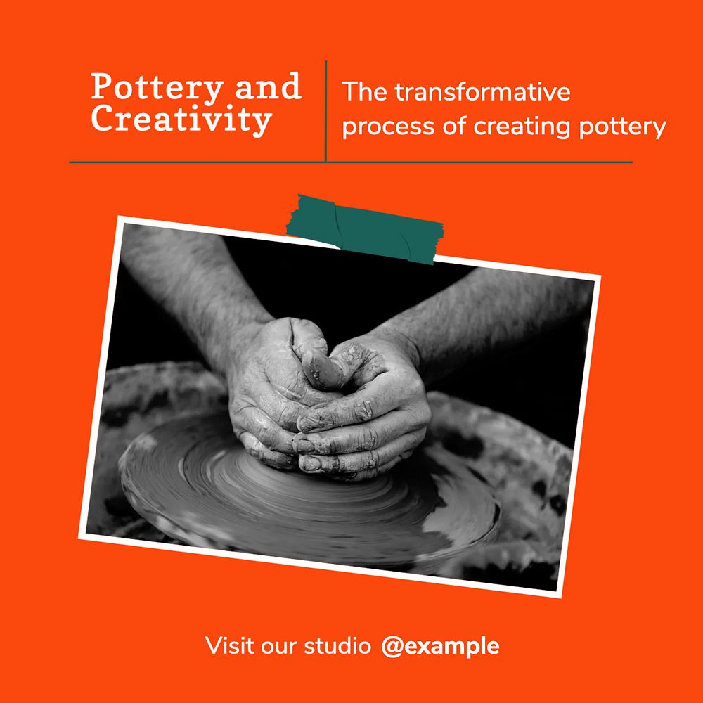 Pottery and creativity Instagram post template, editable design