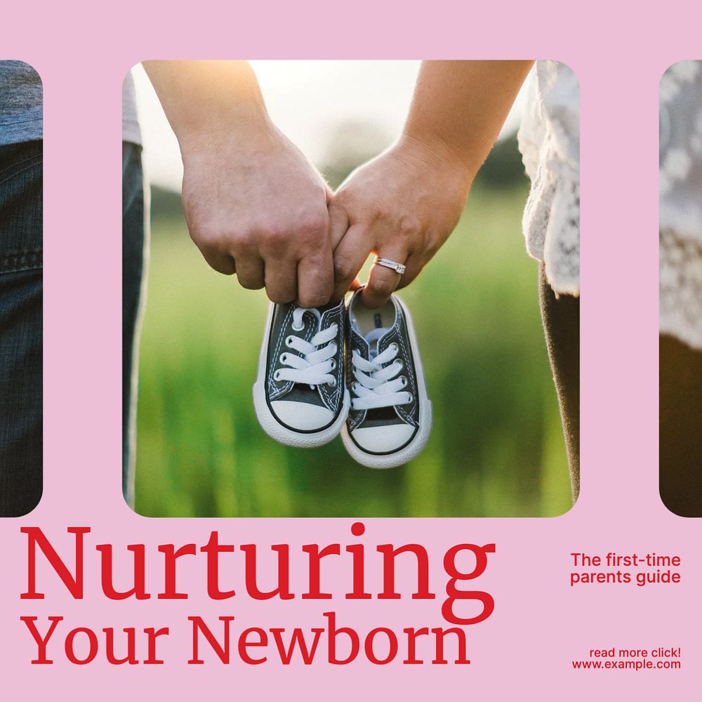 Newborn nurturing Instagram post template, editable design