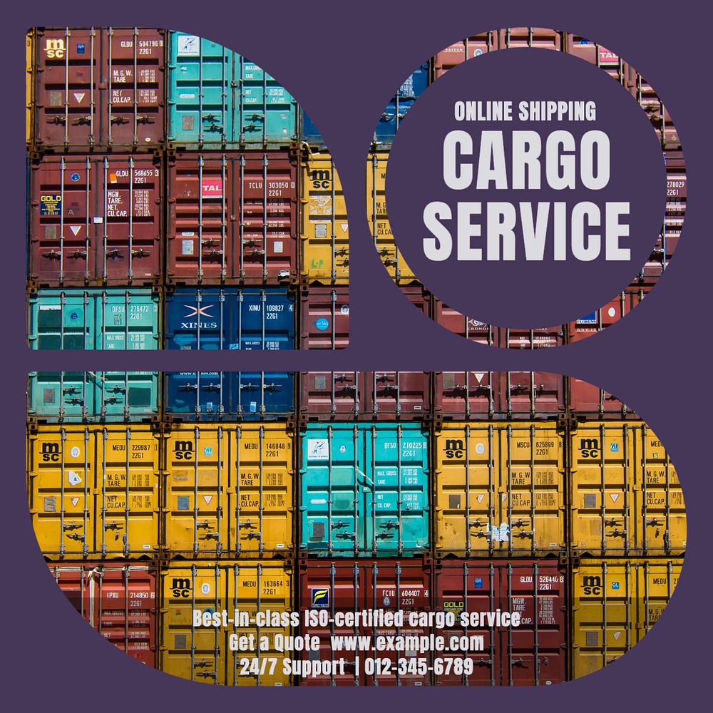 Cargo service Instagram post template, editable design