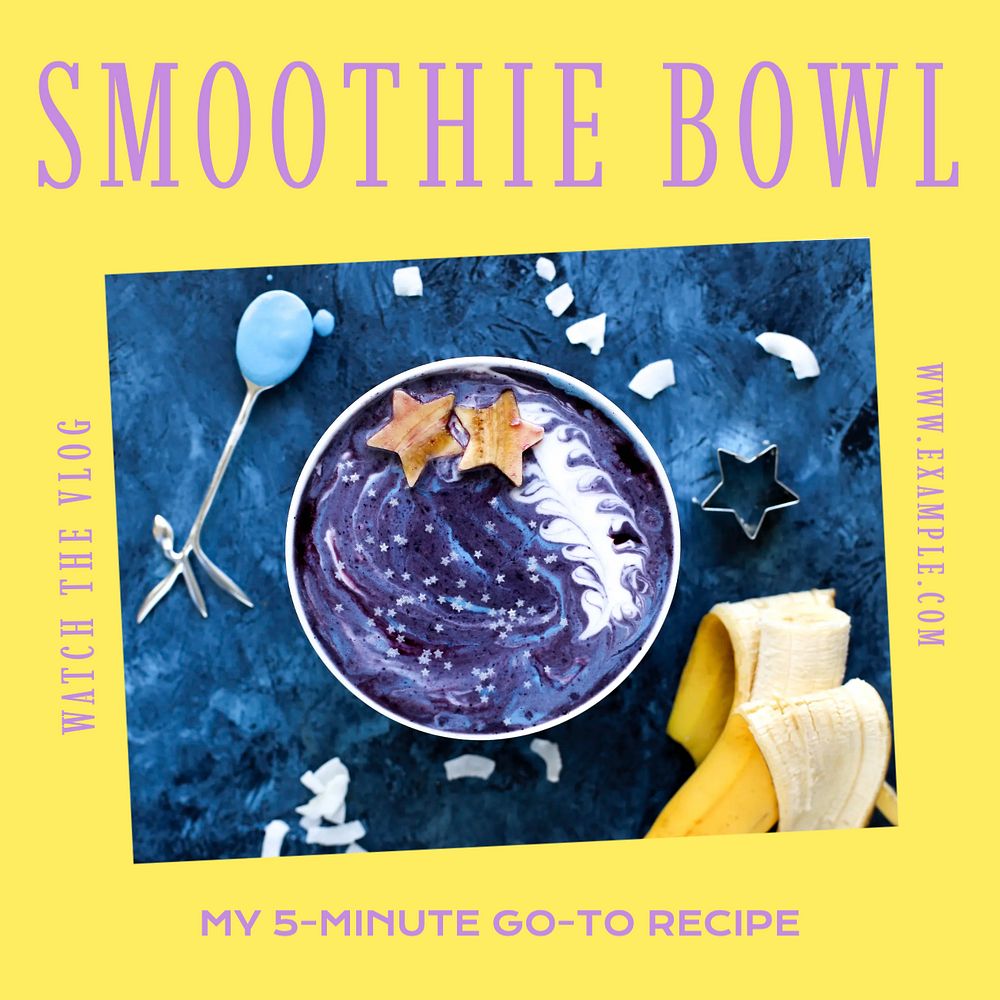 Smoothie bowl Instagram post template, editable design