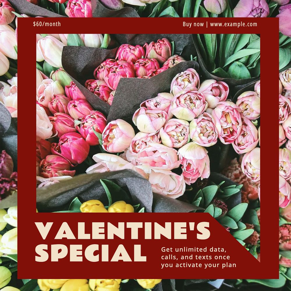 Valentine's special Instagram post template, editable design