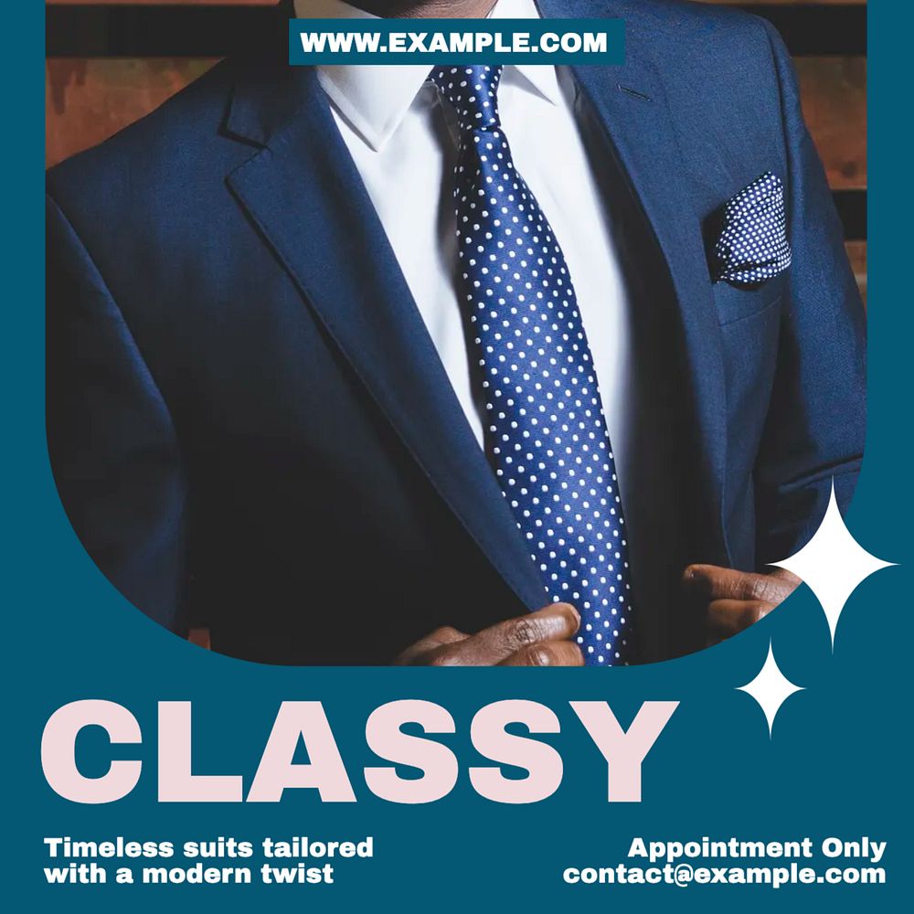 Classy suit tailor Instagram post template, editable design