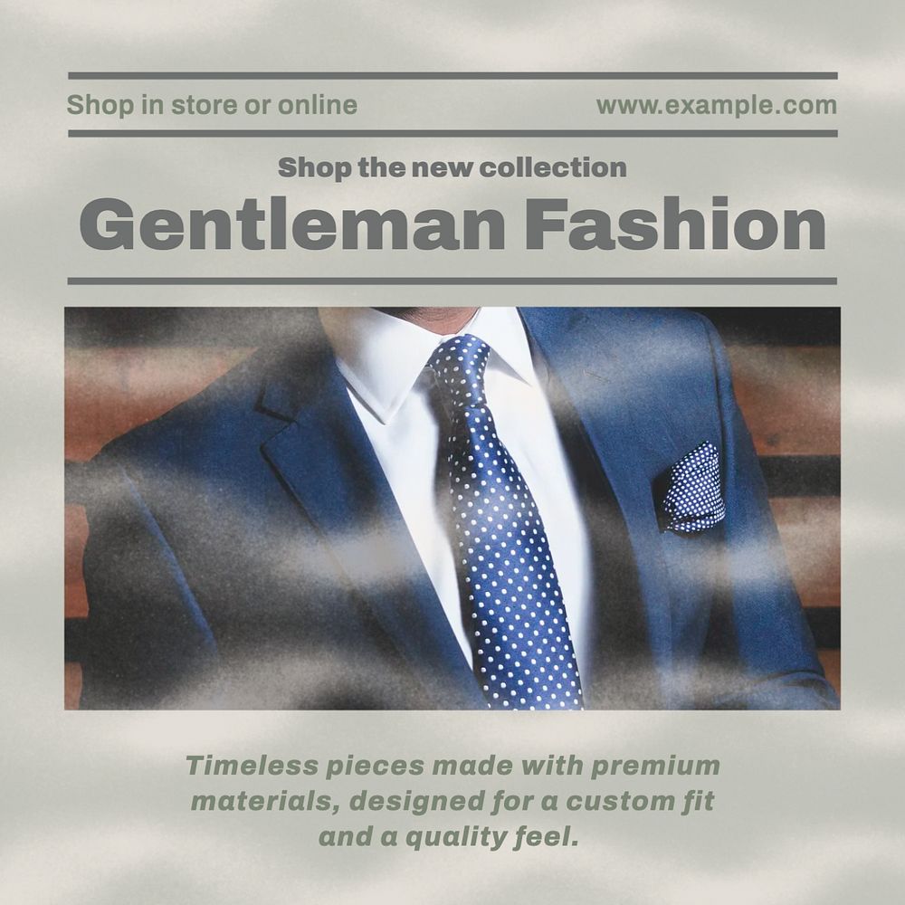 Gentleman fashion Instagram post template, editable design