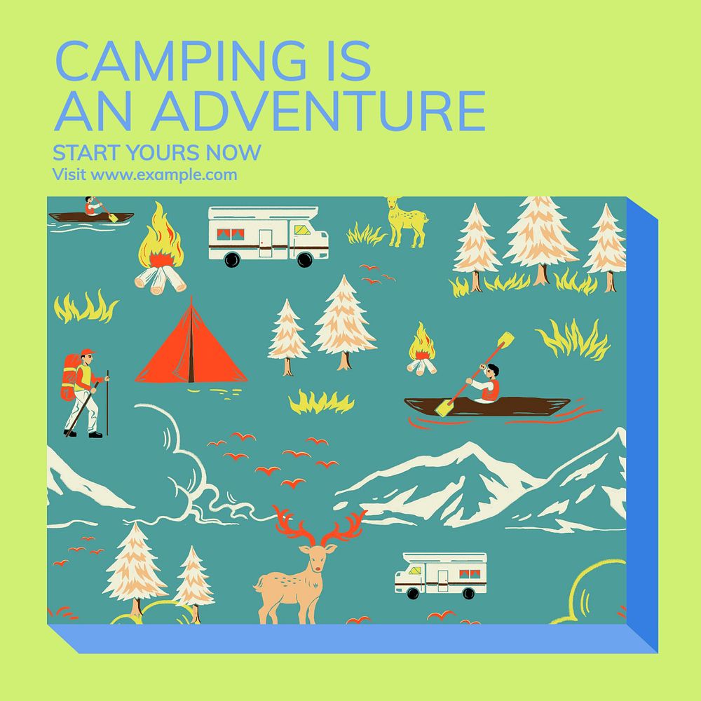 Camping Instagram post template, editable design