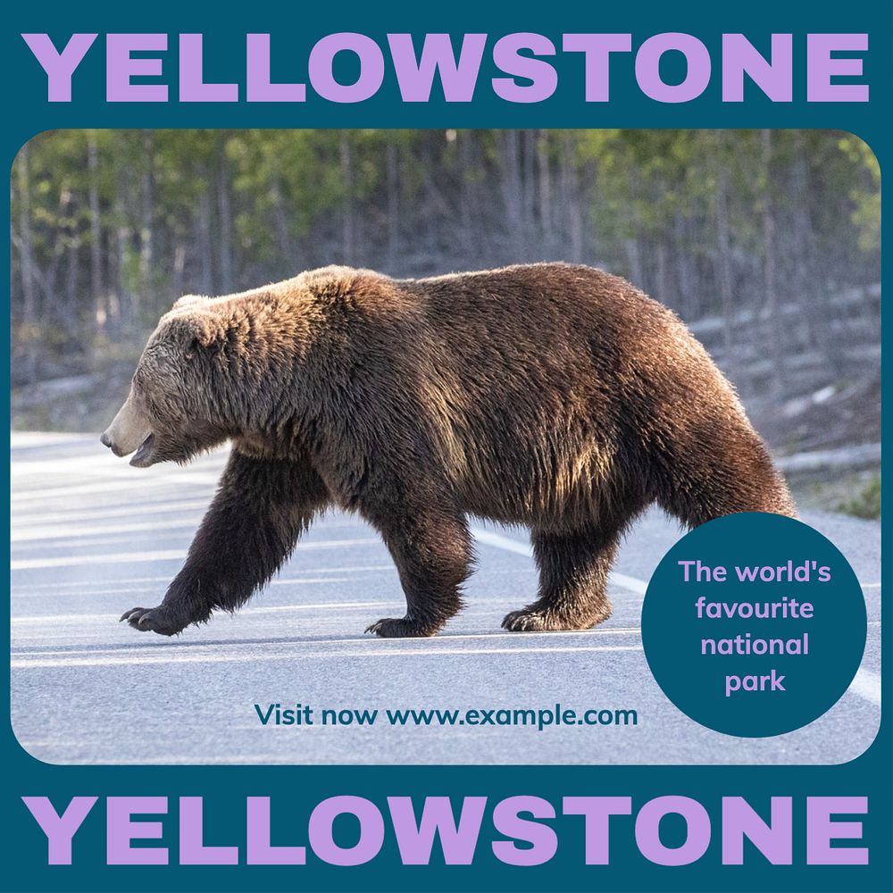 Yellowstone Instagram post template, editable design