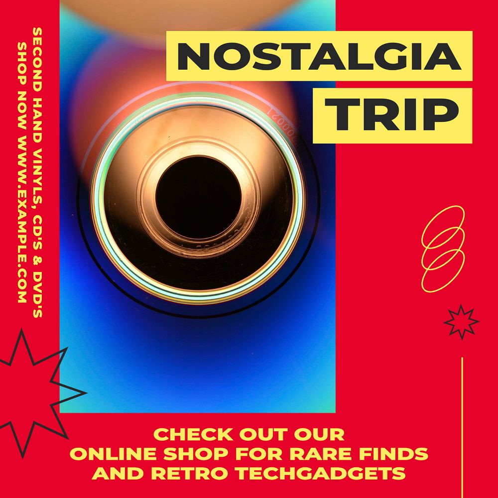 Nostalgia trip Instagram post template, editable design