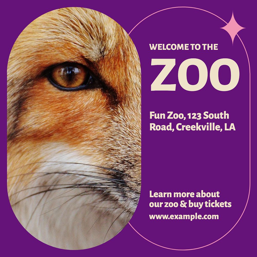 Zoo Instagram post template, editable design