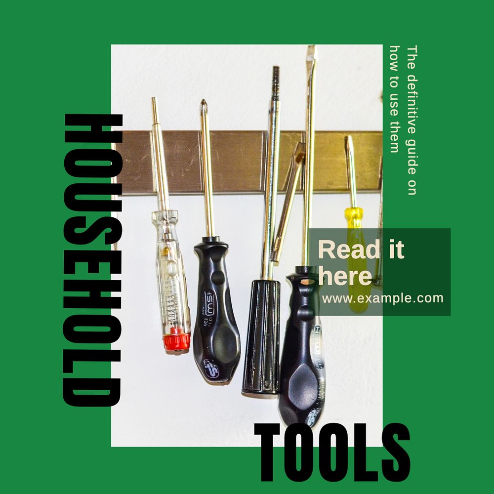 Household tools Instagram post template, editable design