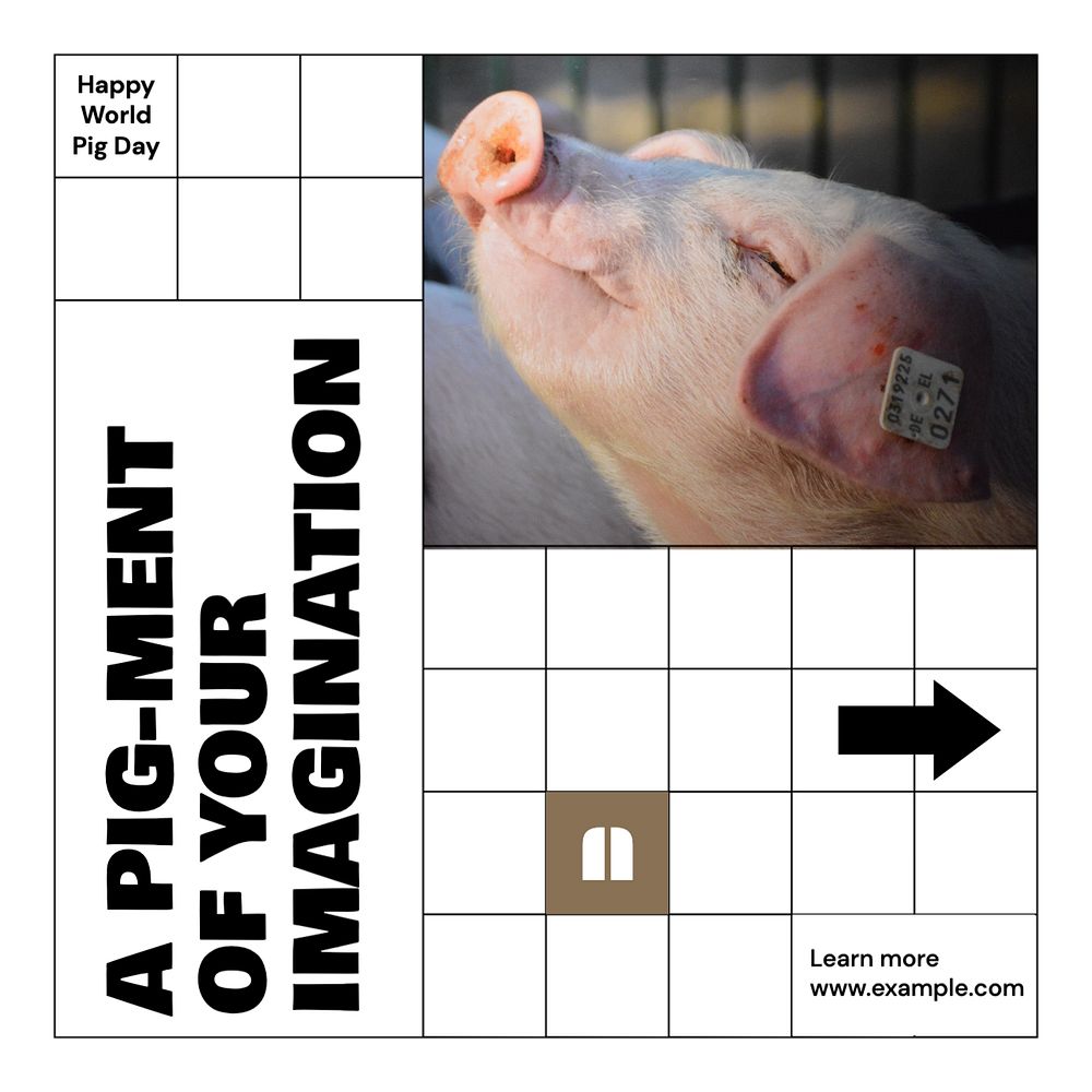 World pig day Instagram post template, editable design