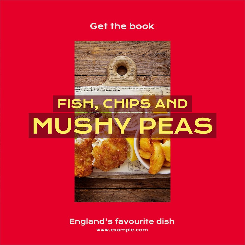 Fish and chips Instagram post template, editable design