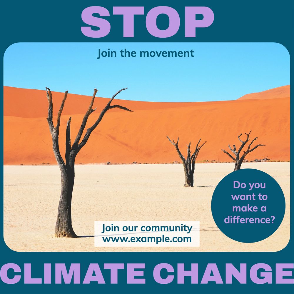 Stop climate change Instagram post template, editable design