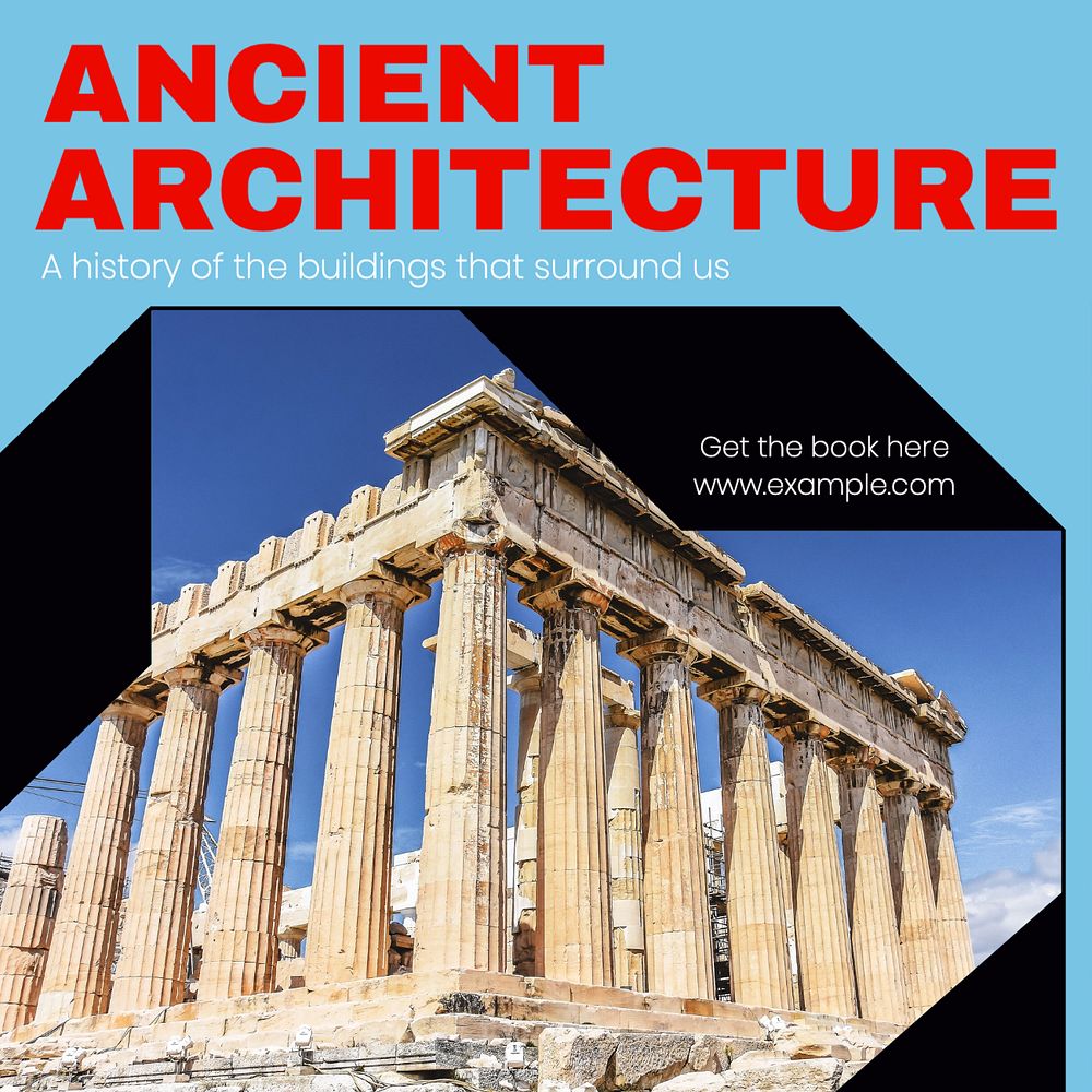 Ancient architecture Instagram post template, editable design