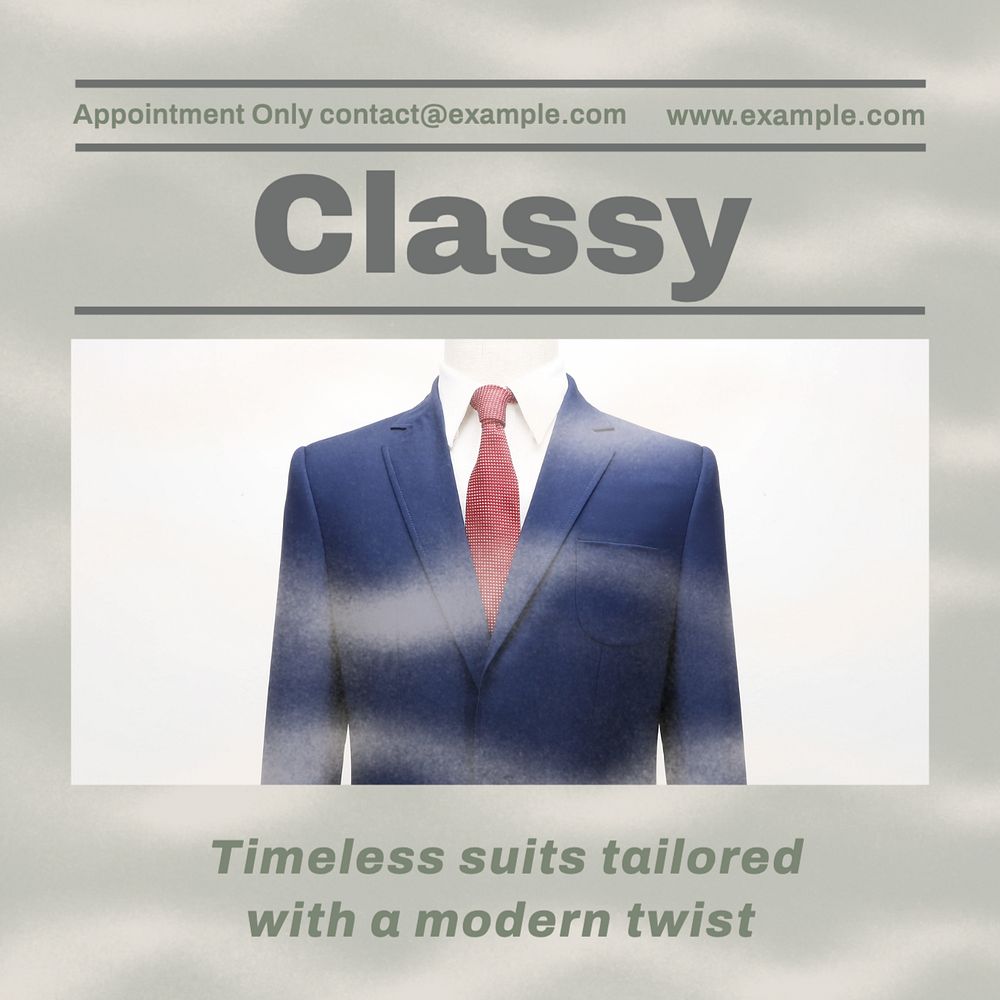 Classy suit tailor Instagram post template, editable design