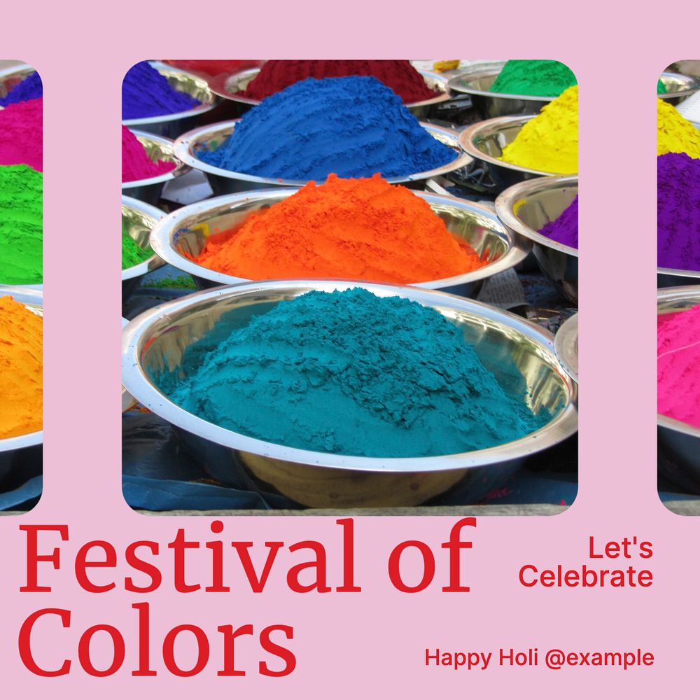 Holi festival Instagram post template, editable design