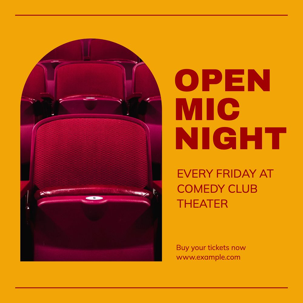 Open mic night Instagram post template, editable design