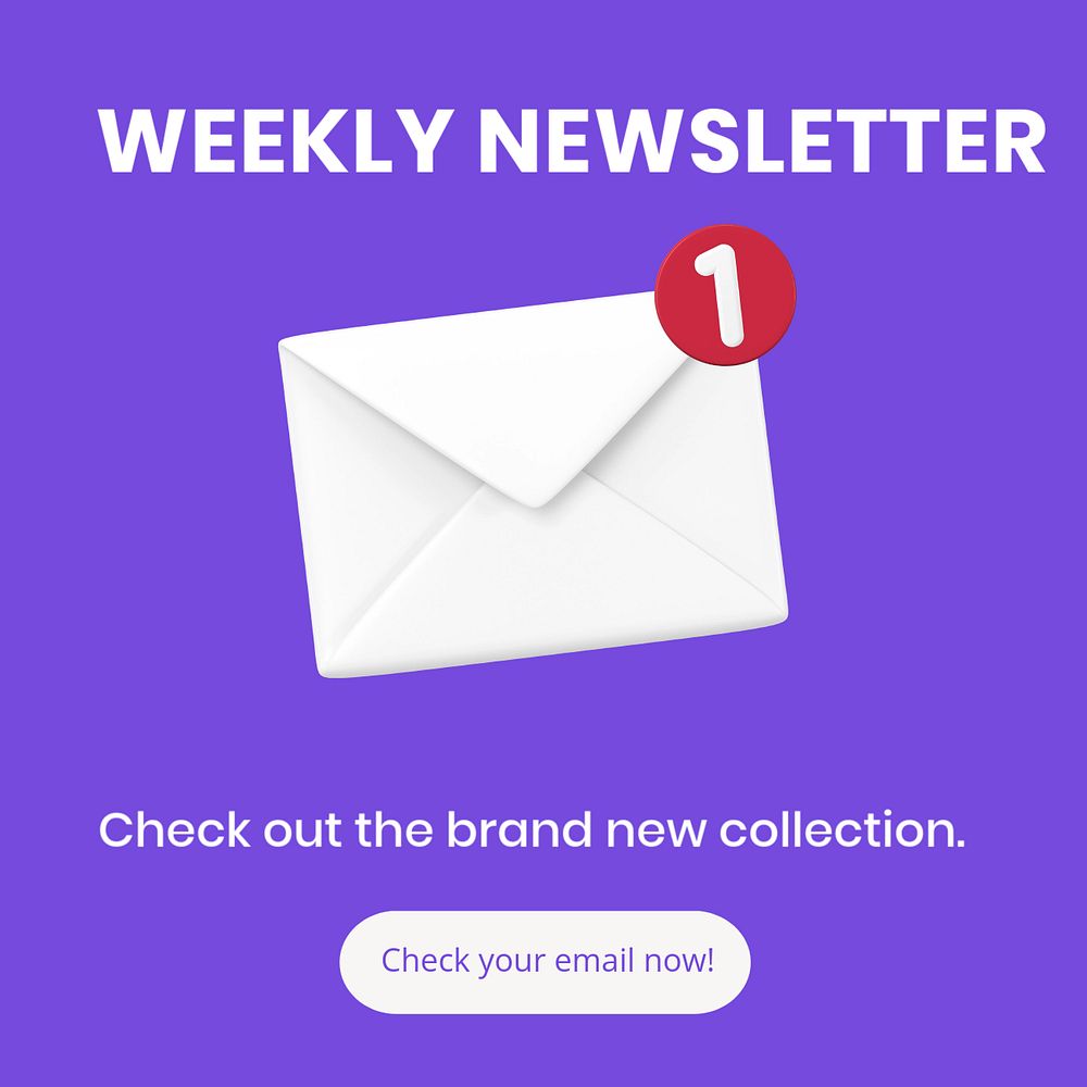 Weekly newsletter Instagram post template, editable 3D design