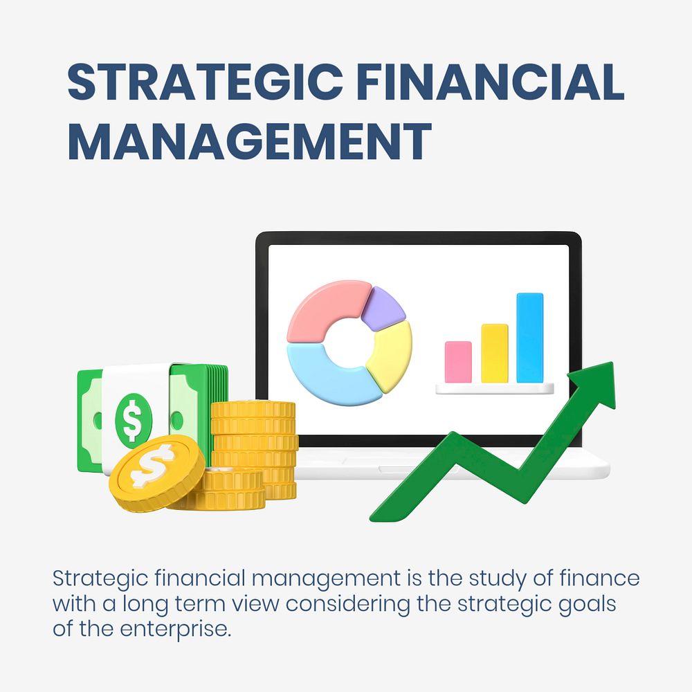Financial management Instagram ad template, editable 3D design