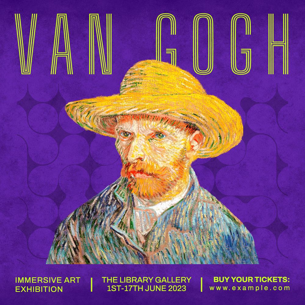 Van Gogh exhibition Instagram post template, editable text