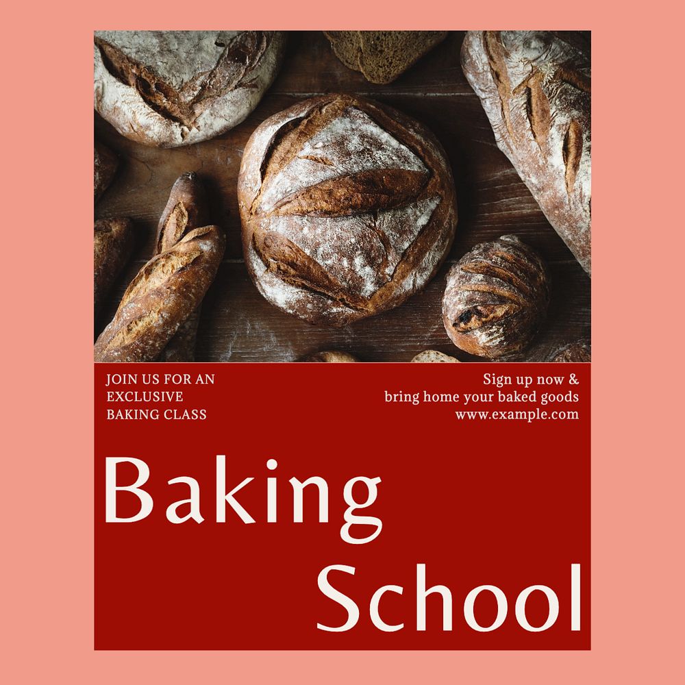 Baking school Instagram post template, editable social media design