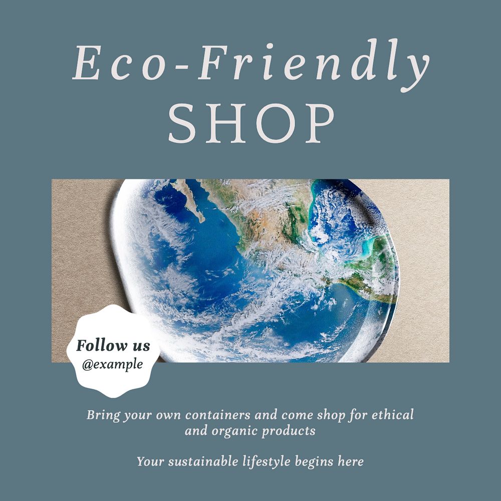 Zero waste shop Instagram post template, editable social media design