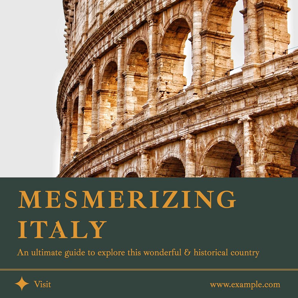 Italy travel guide Instagram post template, editable social media design