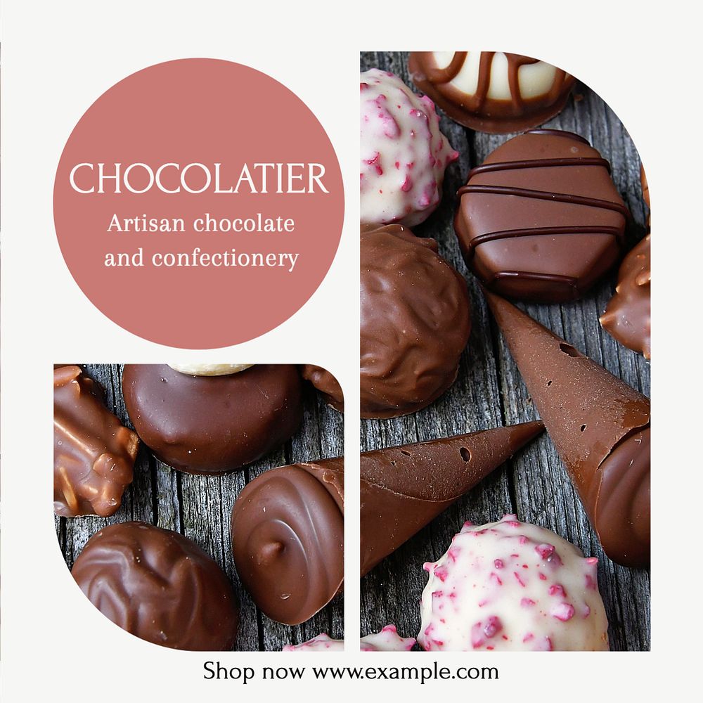 Chocolatier Instagram post template, editable social media design