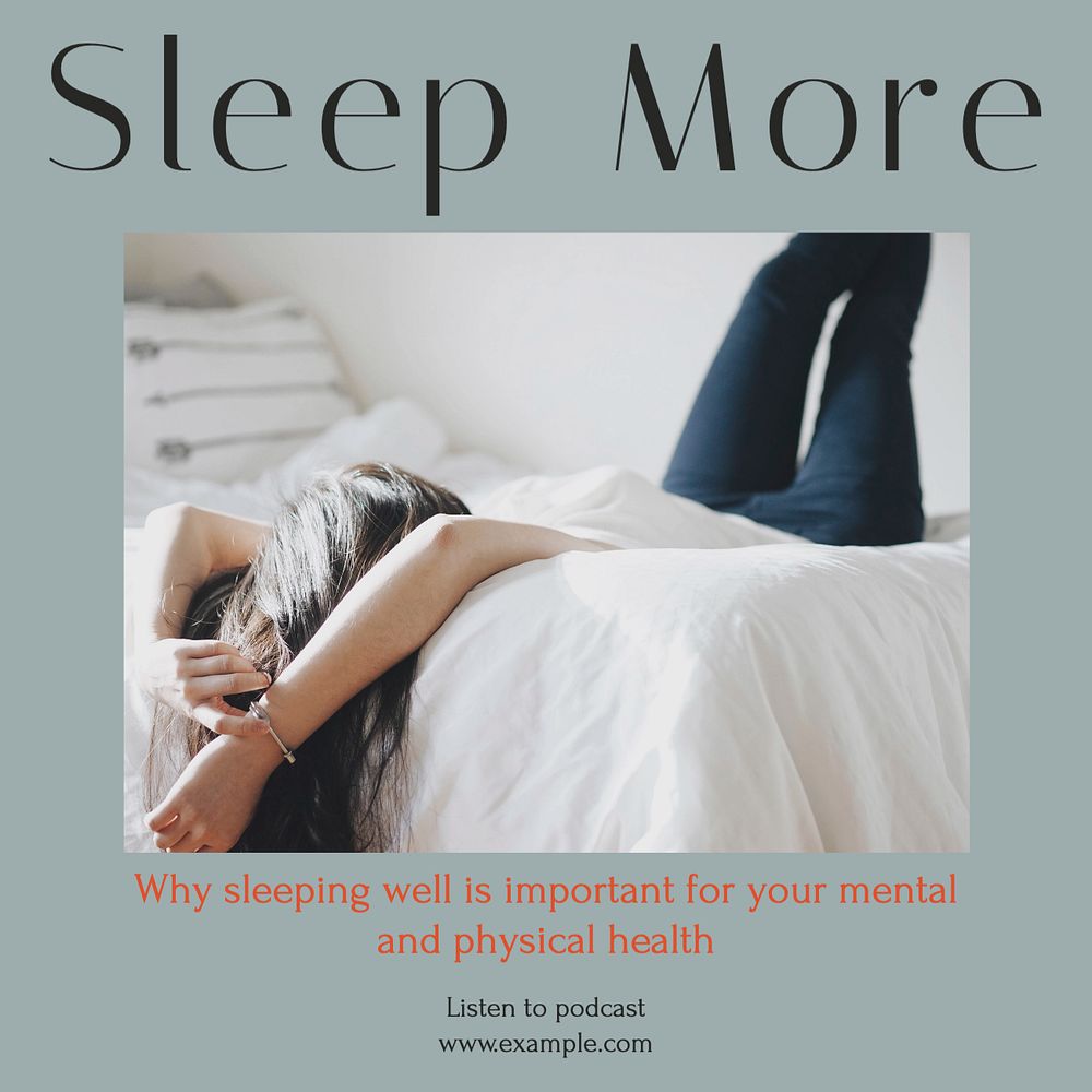 Sleep more Instagram post template, editable social media design