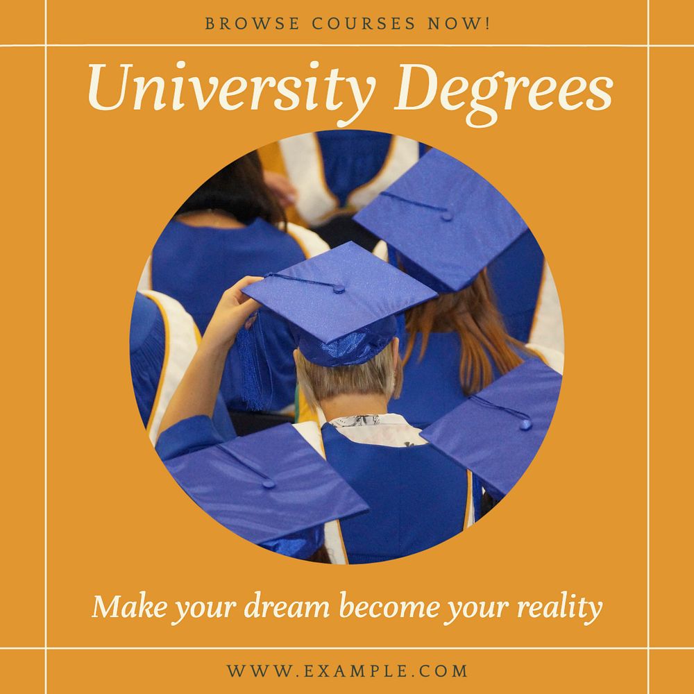 University degrees Instagram post template, editable social media design