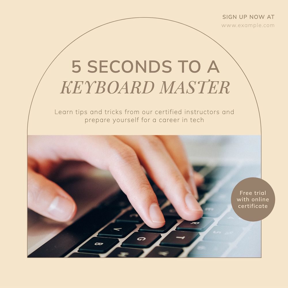 Keyboard online class Instagram post template, editable social media design