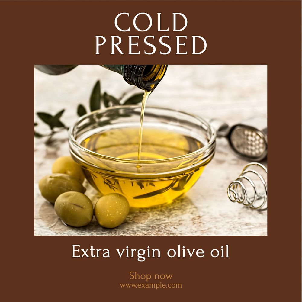 Olive oil Instagram post template, editable social media design